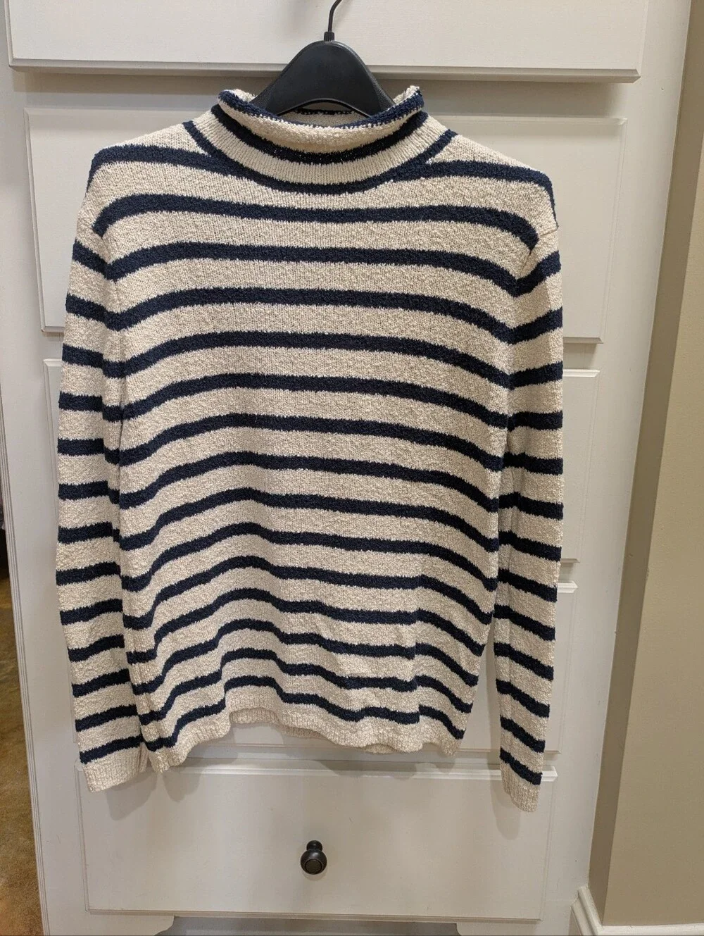 J. Crew  Cream and Navy Striped Roll Neck Sweater, XXS